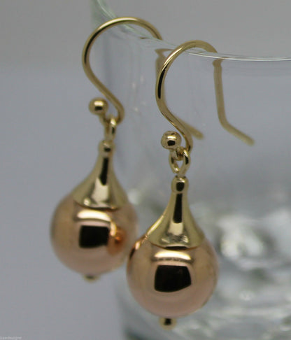 Genuine 9ct 9k 375 Yellow & Rose Gold 12mm Ball Earrings