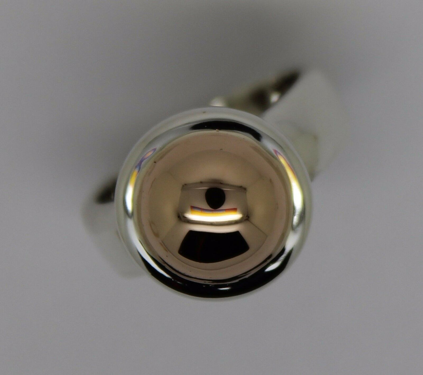 Genuine Sterling Silver & 9ct Rose Gold 375 Half Ball Ring - Choose your size