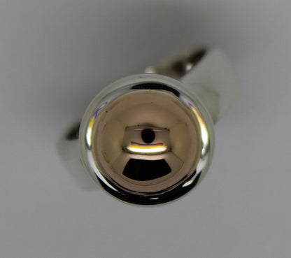 Genuine Sterling Silver & 9ct Rose Gold 375 Half Ball Ring - Choose your size