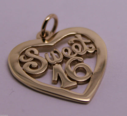 Kaedesigns Genuine 9ct Yellow or Rose or White Gold or Silver Sweet 16 Pendant