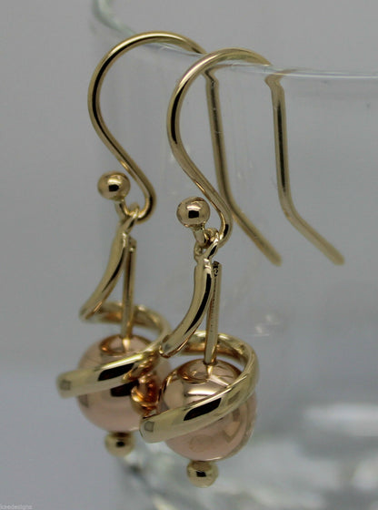 Kaedesigns New Genuine 9ct 9k Yellow & Rose Gold 8mm Swirl Ball Earrings