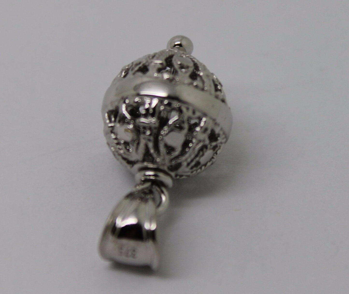 Genuine 9ct 9kt White Gold 12mm Filigree Ball Pendant