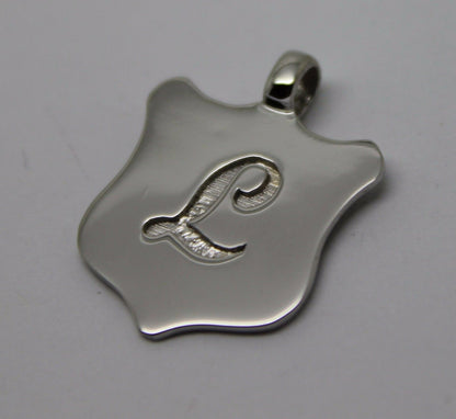 Kaedesigns, New Genuine 9K 9ct Yellow, Rose or White Gold Shield Pendant With Your Initial