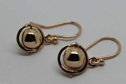 Kaedesigns New Genuine 9ct 9kt Yellow, Rose or White Gold Spinning Ball Drop Earrings