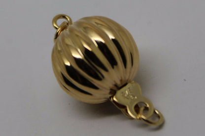 Genuine 9ct Yellow Gold 6mm, 7mm, 8mm, 10mm, 12mm Corrugated Ball Pearl Clasp