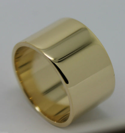 Genuine Solid 9ct 9k Rose Or Yellow Or White Gold 12mm Wide Flat Band Ring Size O