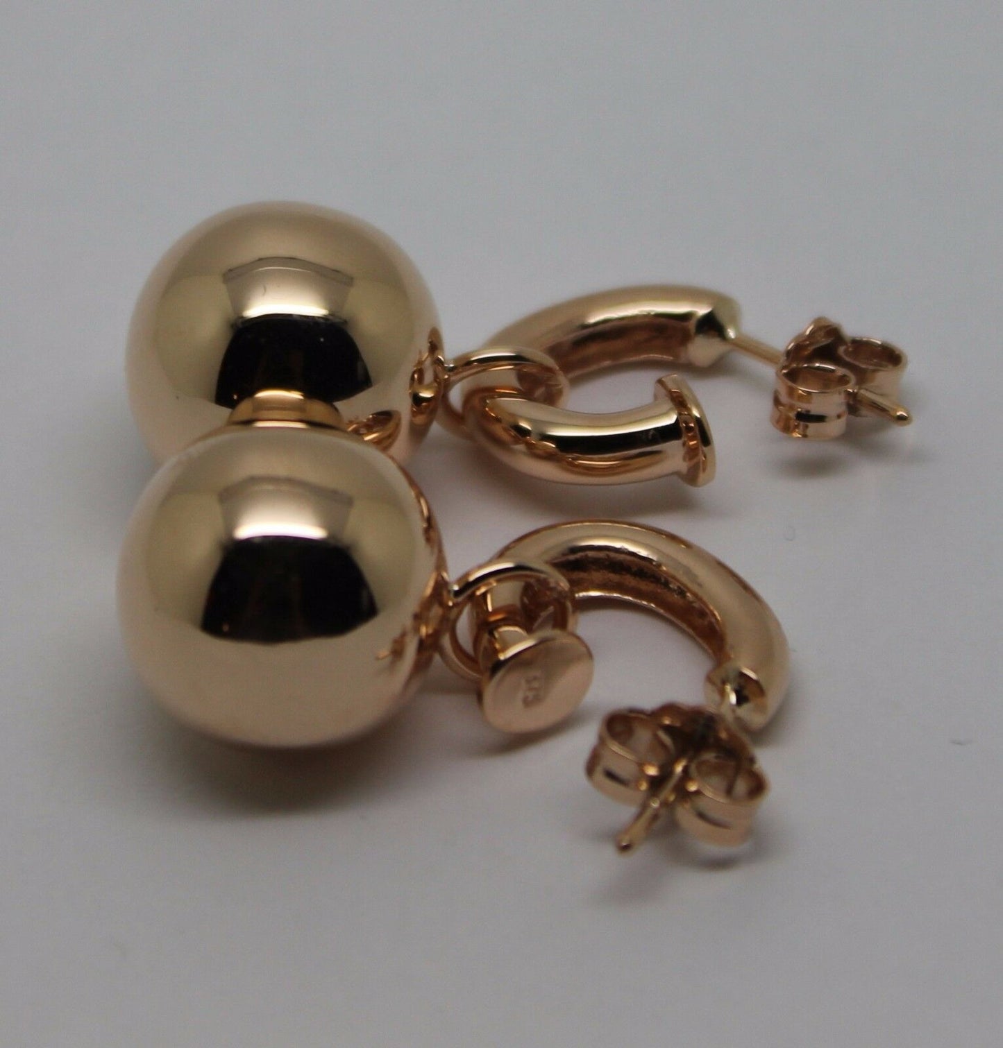 Kaedesigns Genuine Heavy 9ct 9kt Yellow, Rose or White Gold 14mm Belcher Ball Drop Earrings