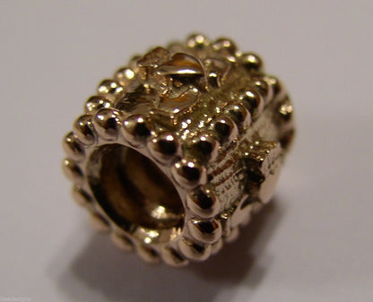 Genuine 9ct Yellow or Rose or White Gold or Silver Celtic Claddagh Charm for Bead Bracelet or Necklace.