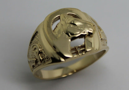 Kaedesigns, 9ct 375 Yellow or Rose or White Gold Large Heavy Horse Shoe Ring 390