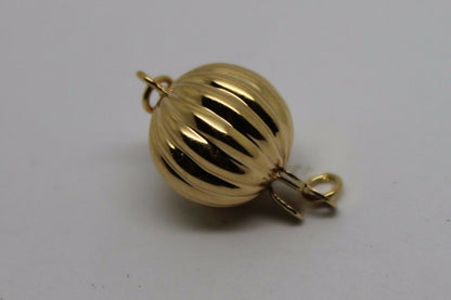 Genuine 9ct Yellow Gold 6mm, 7mm, 8mm, 10mm, 12mm Corrugated Ball Pearl Clasp