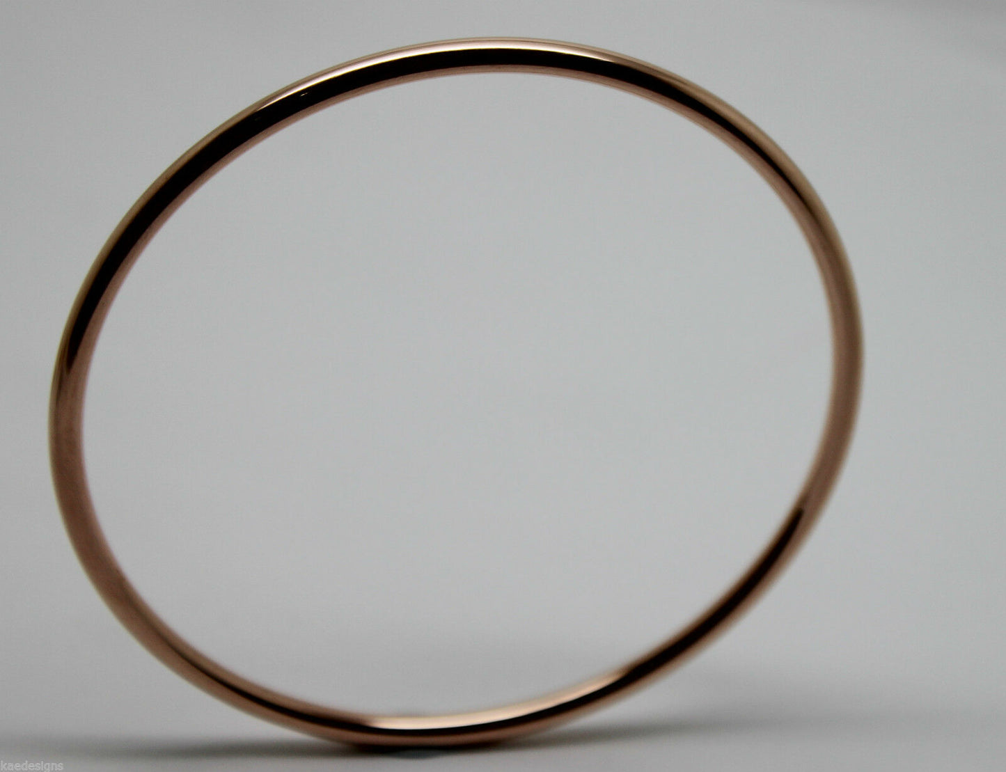 Genuine 9ct 9K 375 Yellow, Rose or White Gold 3mm Wide Hollow Golf Bangle 64mm Diameter
