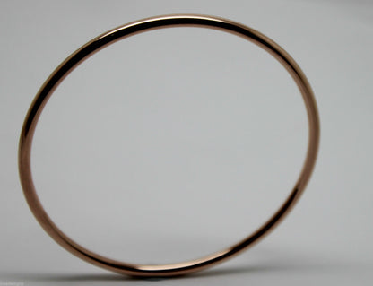 Genuine 9ct 9K 375 Yellow, Rose or White Gold 3mm Wide Hollow Golf Bangle 64mm Diameter