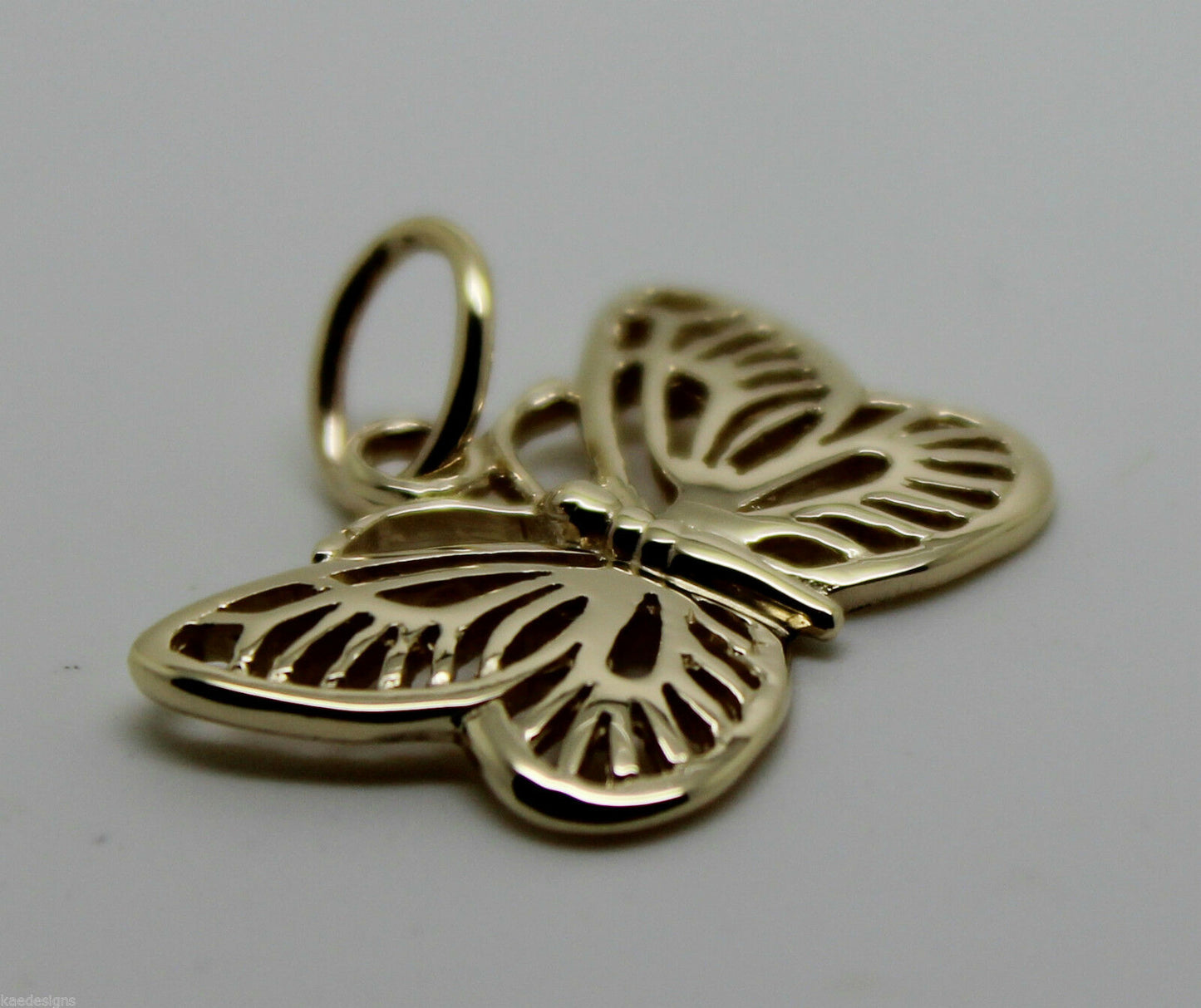 Kaedesigns, Genuine New 9ct 9kt Yellow, Rose Or White Gold Filigree Butterfly Pendant 342