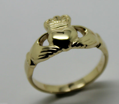 Genuine 9ct 375 Solid Yellow, Rose or White Gold Claddagh Celtic Friendship Ring In Your (Sizes L to S)