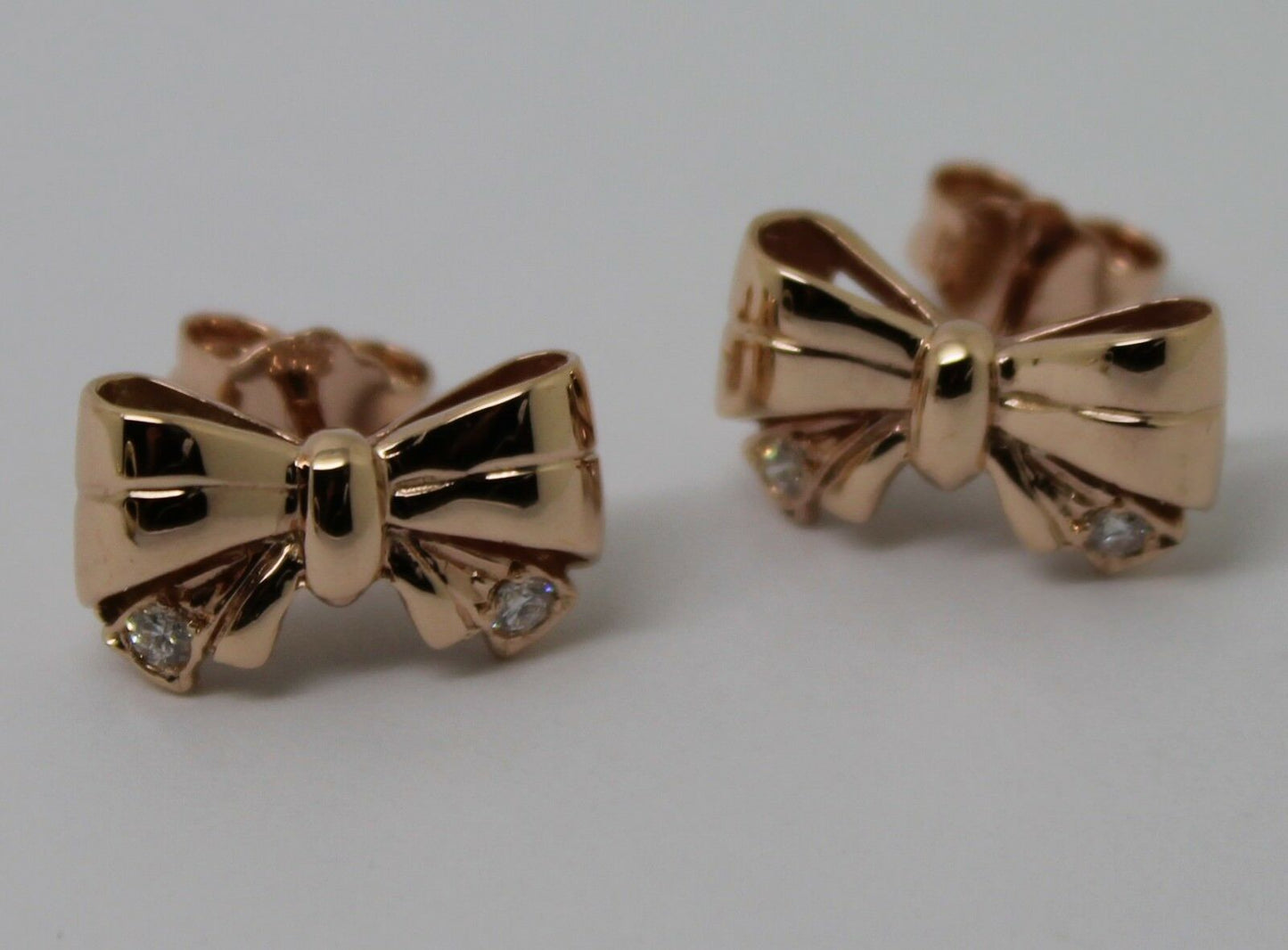Genuine 9ct Yellow, Rose or White Gold Butterfly Stud Earrings Set With Four Genuine Diamonds