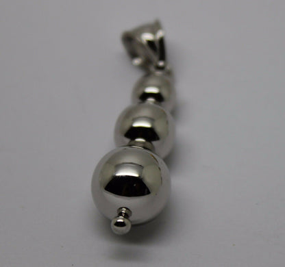 Genuine 9ct Genuine White Gold 3 Three Ball Drop Pendant *