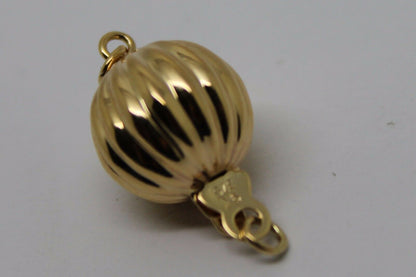 Genuine 9ct Yellow Gold 6mm, 7mm, 8mm, 10mm, 12mm Corrugated Ball Pearl Clasp