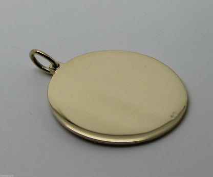 Kaedesign Genuine 375 9ct Yellow Or Rose Or White Gold Large Oval Shield Pendant