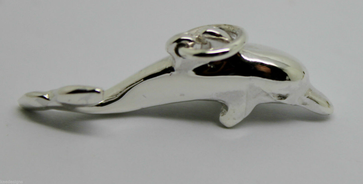 Heavy New 9ct Yellow or Rose or White Gold or Sterling Silver Dolphin pendant