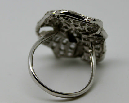Genuine 18ct 750 Flower Cubic Zirconia White Gold Dress Ring