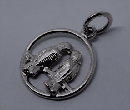 Genuine 9ct Yellow or Rose or White Gold or Silver Lovebirds Love Birds Pendant