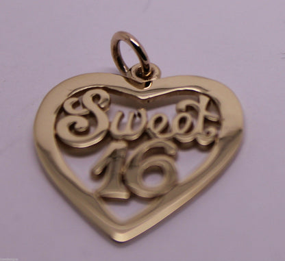 Kaedesigns Genuine 9ct Yellow or Rose or White Gold or Silver Sweet 16 Pendant