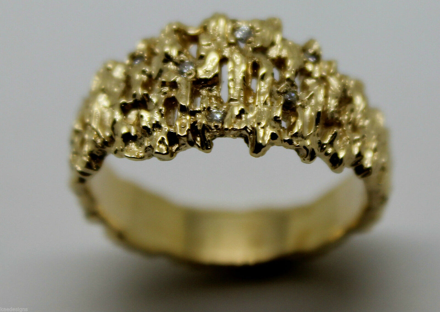 Kaedesigns New Genuine 10ct White or Rose Or Yellow Gold Diamond Nugget Ring