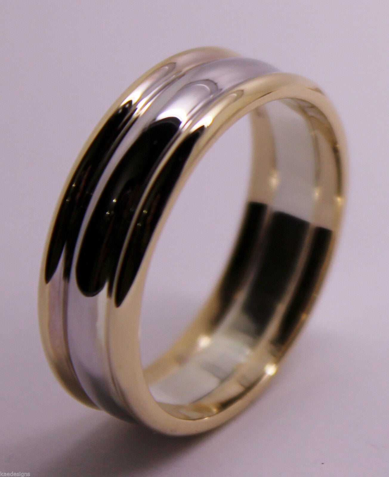 Genuine Full Solid 9ct White & Rose Gold Heavy Band Ring Size X