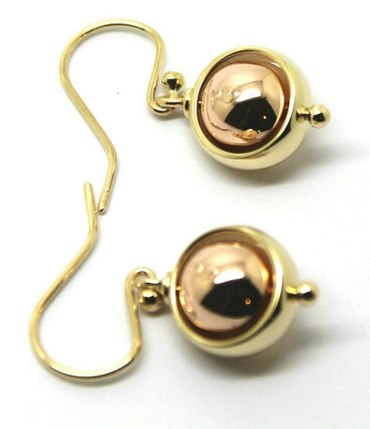 Genuine Large 9ct Rose & Yellow Gold Spinning Belcher Ball Earrings
