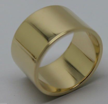 Genuine Solid 9ct 9k Rose Or Yellow Or White Gold 12mm Wide Flat Band Ring Size O