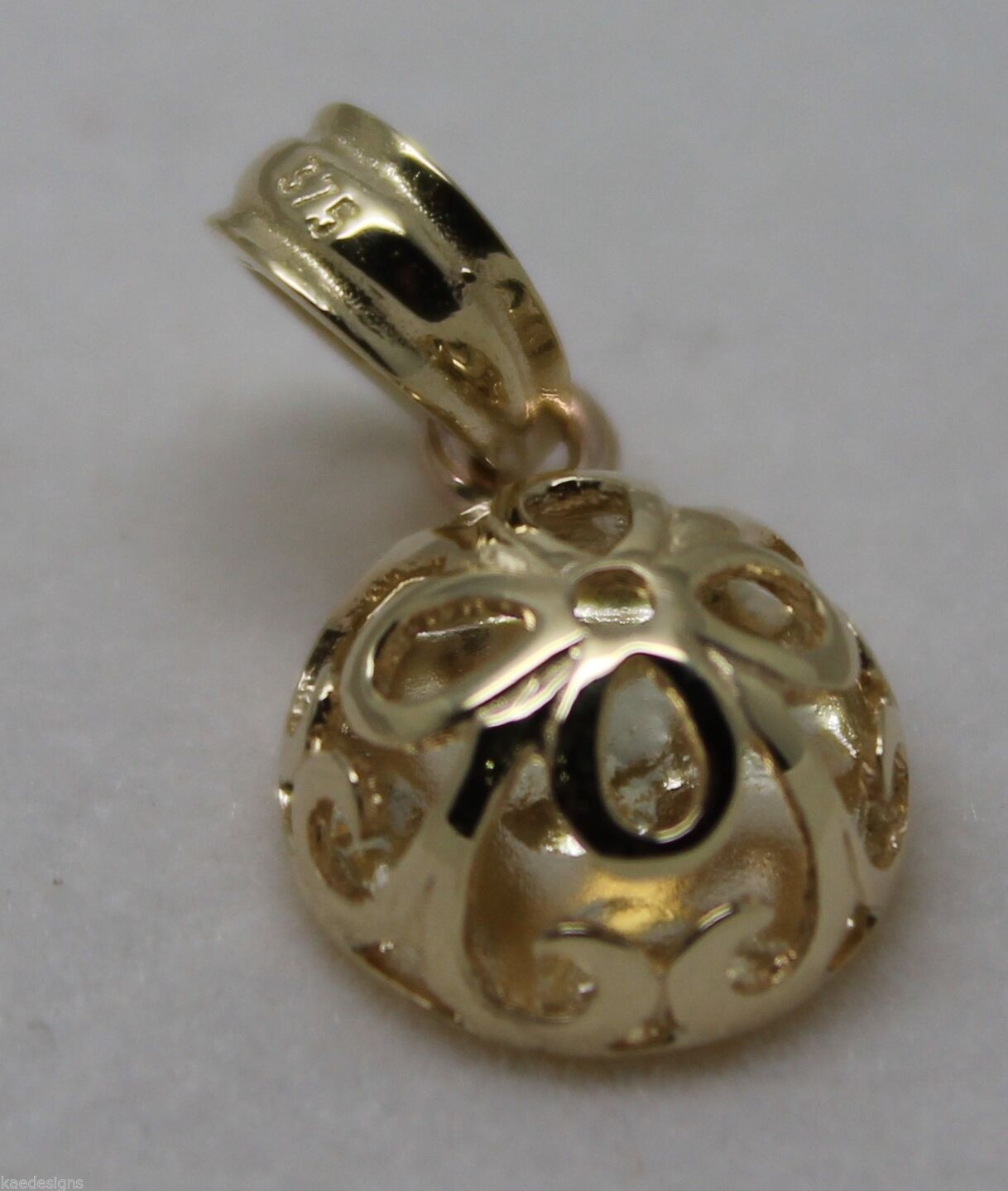 Genuine Solid 9ct Yellow Or Rose Or White Gold Half Ball Filigree Flower Pendant