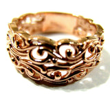 Kaedesigns New Genuine Size P 9ct Yellow, Rose or White Gold Wide Flower Filigree Ring