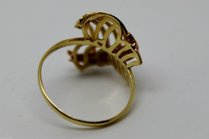 Size P, Genuine 18ct 750 Rose Yellow & White Gold Dress 3 Tone Ring