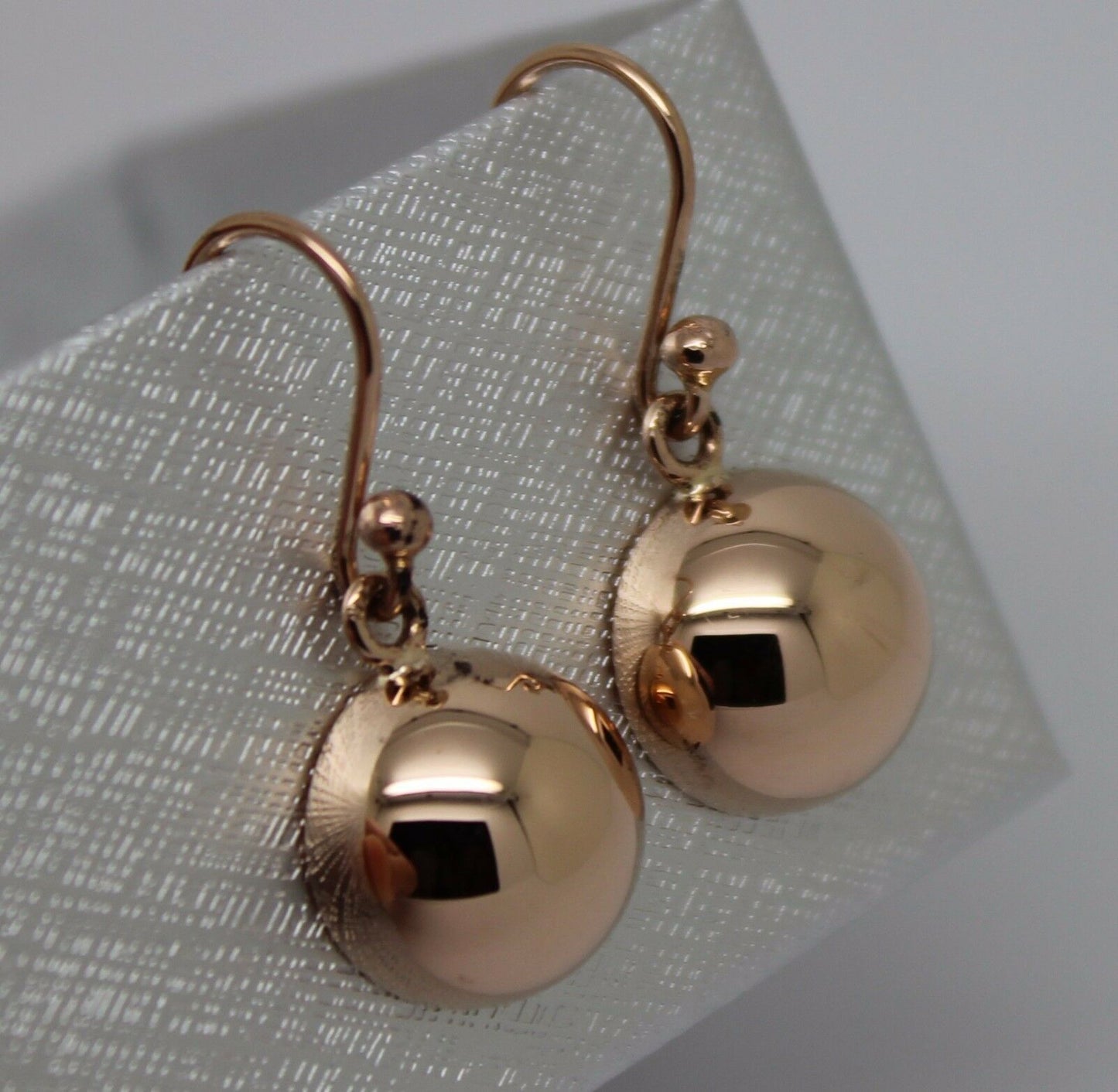 Genuine 9kt 9ct 375 Solid Yellow, Rose & White Gold 12mm Half Plain Ball Earrings