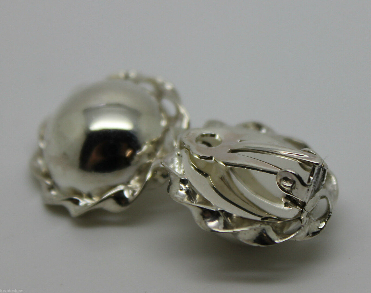 Kaedesigns Sterling Silver 925 Half Large Ball Round Clip On Earrings