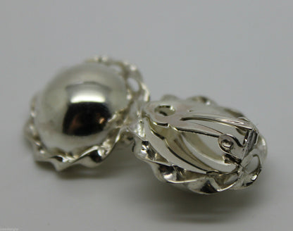 Kaedesigns Sterling Silver 925 Half Large Ball Round Clip On Earrings