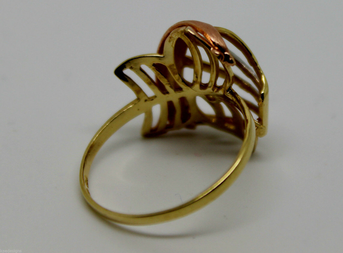 Size P, Genuine 18ct 750 Rose Yellow & White Gold Dress 3 Tone Ring