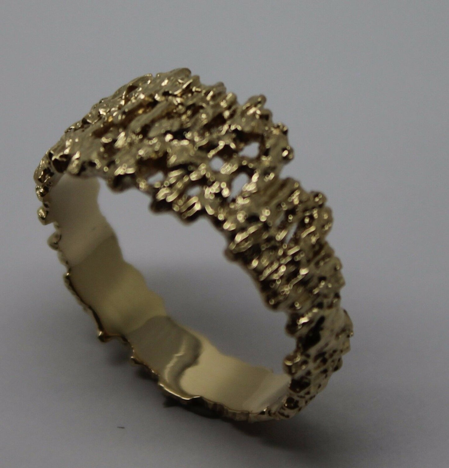Size Z Genuine 9ct 375 Full Solid Yellow, Rose or White Gold Nugget Ring 12mm Wide 267