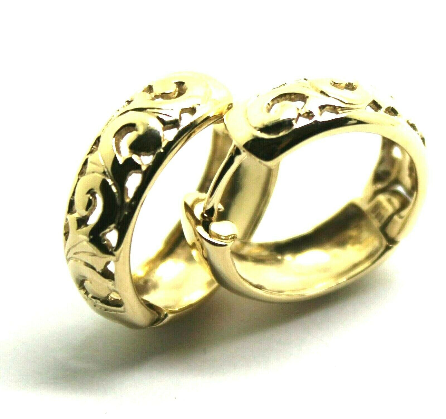Kaedesigns Genuine 9ct 9k 375 Solid Yellow, Rose or White Gold Hoop Filigree Huggies Earrings