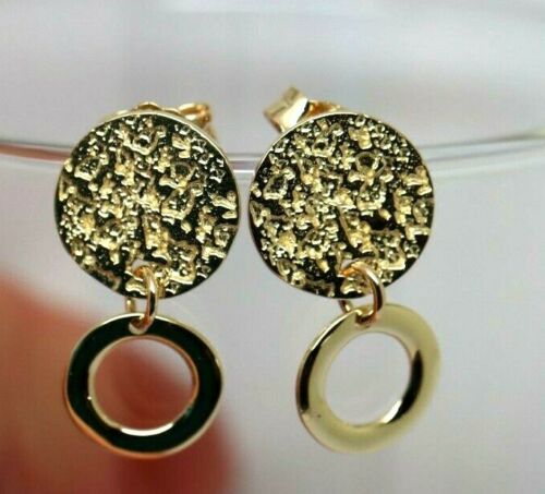 Genuine 9ct 9k 375 Yellow, Rose or White Gold Stud Disc Earrings Round Earrings