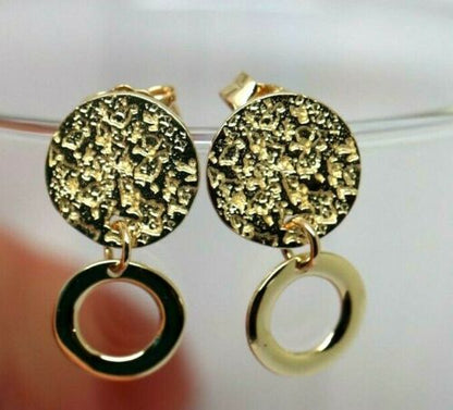 Genuine 9ct 9k 375 Yellow, Rose or White Gold Stud Disc Earrings Round Earrings