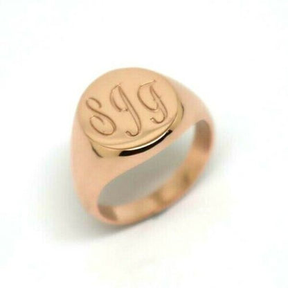 Genuine 9ct 9k 375 Yellow, Rose or White Gold Oval Signet Ring + Engraving - Choose your size Q to V