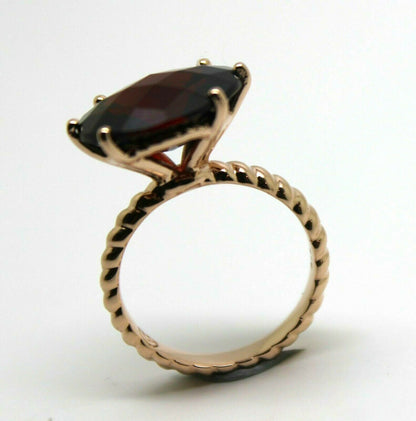 Size K Genuine Checker Board Pyrope Garnet Oval 9ct Rose Gold Dress Rope Ring