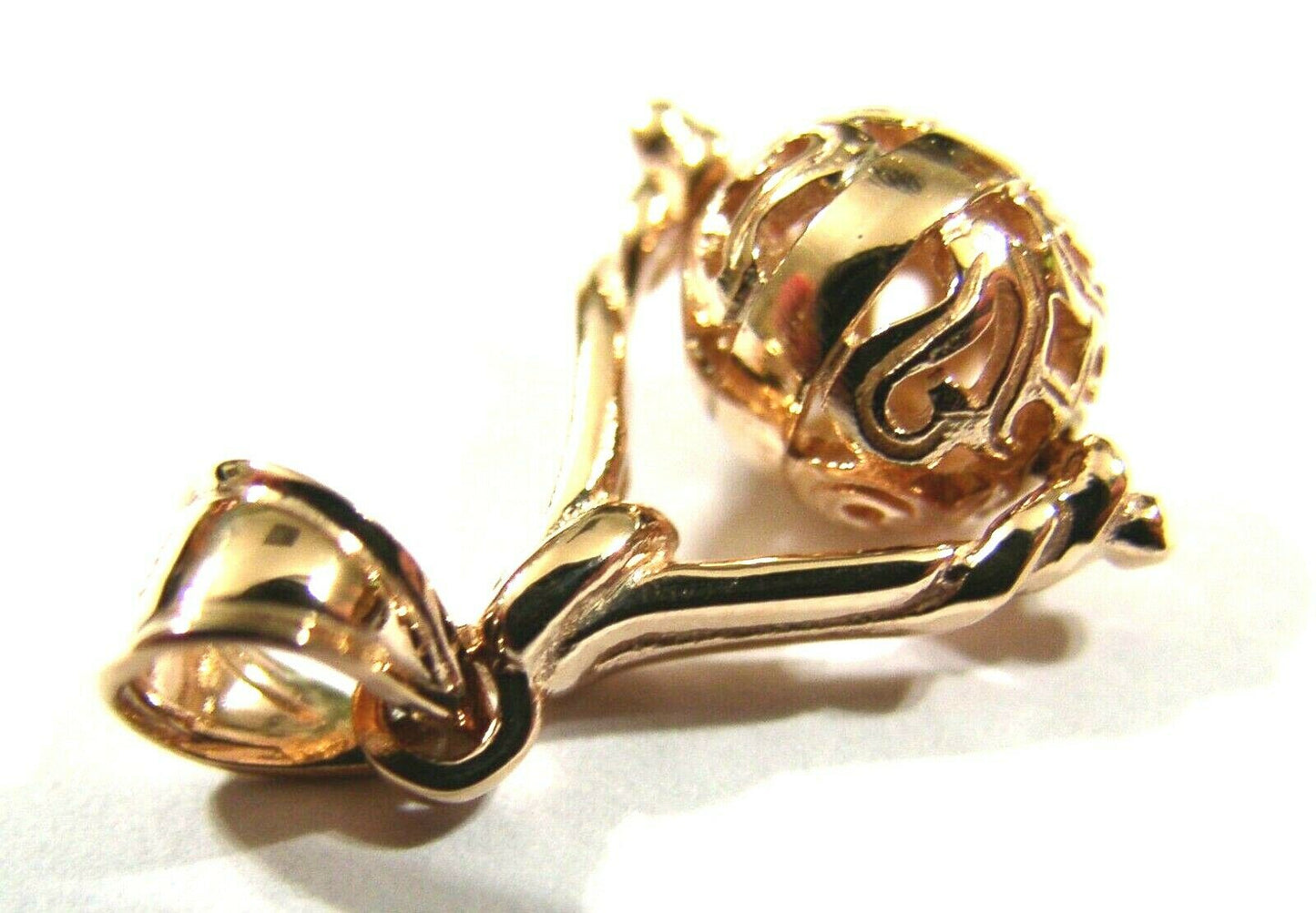 Kaedesigns 9ct 9K 375 Yellow, Rose or White Gold Small  Filigree Ball Spinner Pendant