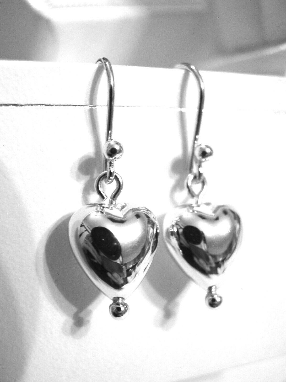 Kaedesigns Genuine 9ct 9kt Solid Yellow, Rose or White Gold Dangle Puffed Heart Earrings