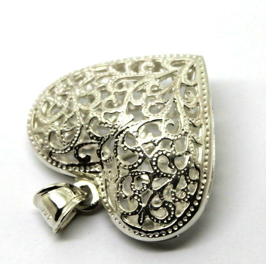 Sterling Silver 925 Heavy Large Filigree Heart Pendant