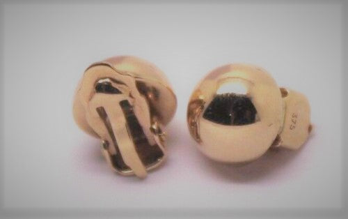 Kaedesigns 9ct 9k 375 Yellow, Rose Or White Gold Clip On 10mm Half Ball Earrings