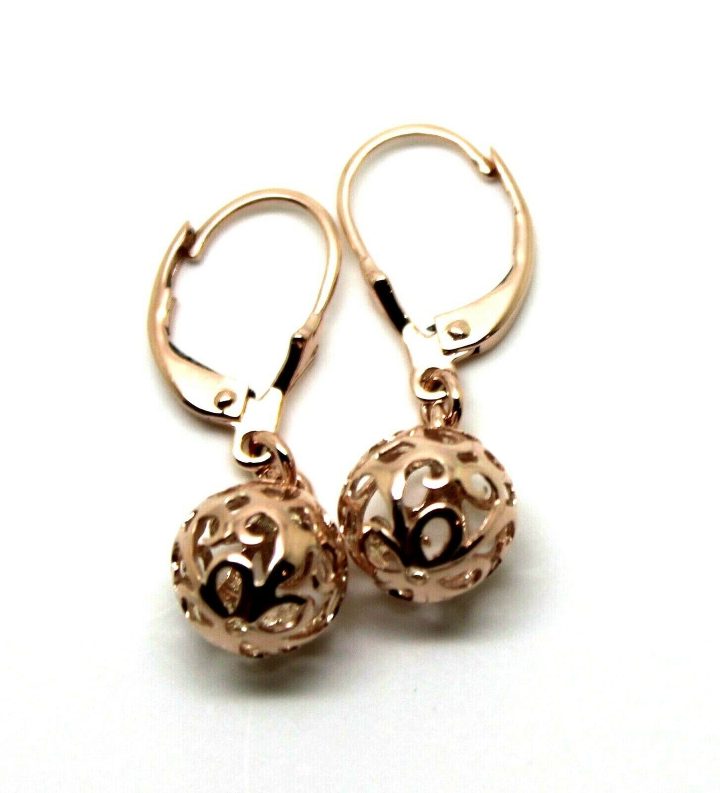 Genuine 9ct 9k 375 Yellow, Rose or White Gold 10mm Filigree Ball Hook Continental Earrings