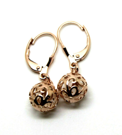 Genuine 9ct 9k 375 Yellow, Rose or White Gold 10mm Filigree Ball Hook Continental Earrings