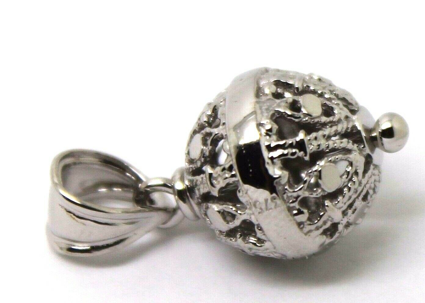 Genuine 9ct 9kt White Gold 12mm Filigree Ball Pendant